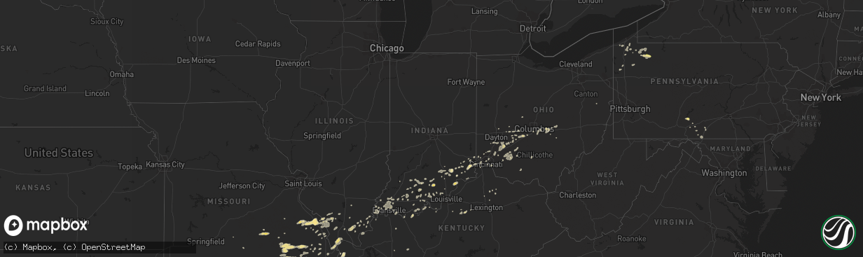 Hail map in Indiana on July 1, 2014