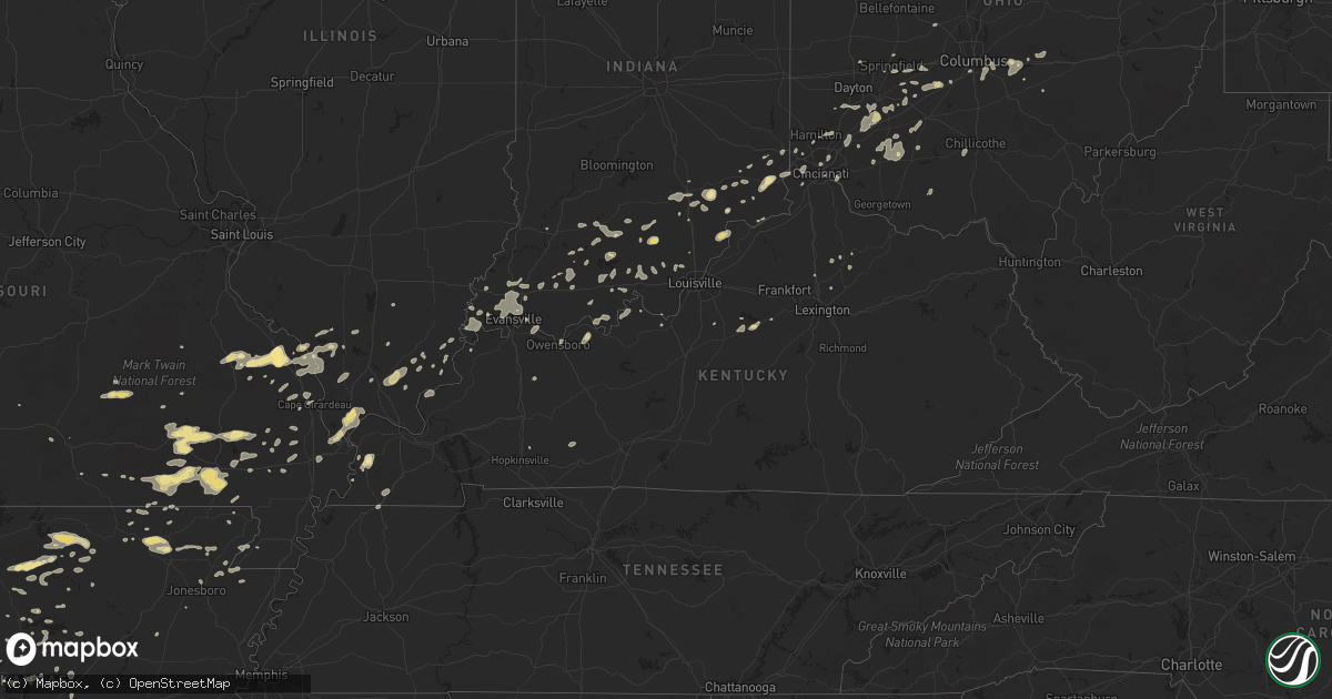 Hail map in Kentucky on July 1, 2014