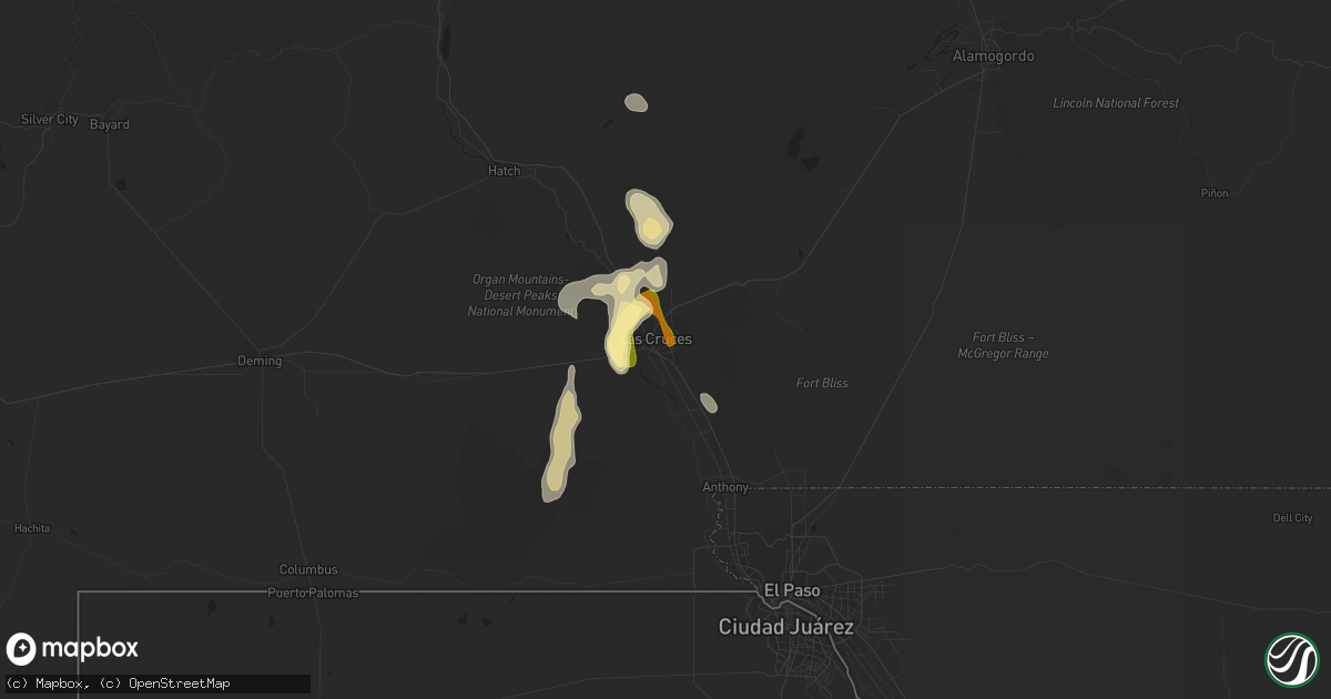 Hail map in Las Cruces, NM on July 1, 2014