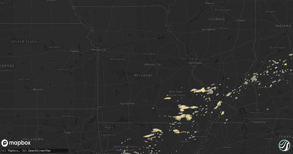 Hail map in Missouri on July 1, 2014