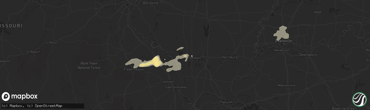 Hail map in Murphysboro, IL on July 1, 2014