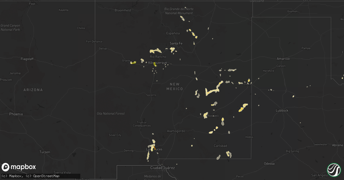 Hail map in New Mexico on July 1, 2014