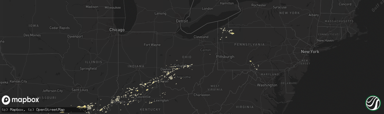 Hail map in Ohio on July 1, 2014