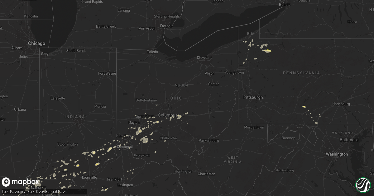 Hail map in Ohio on July 1, 2014
