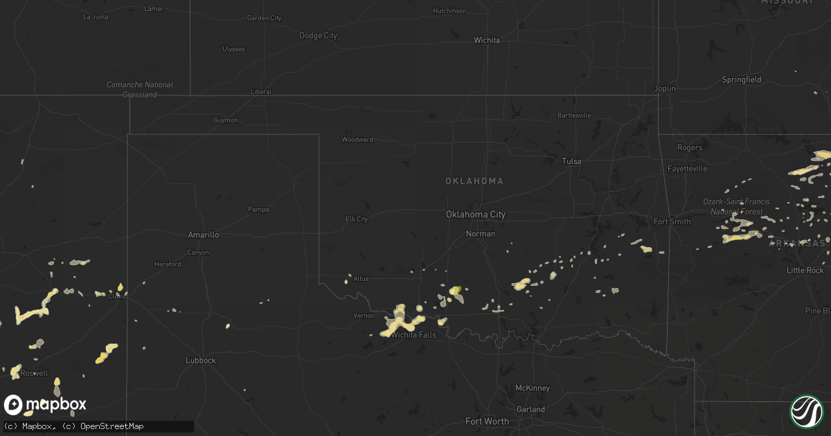 Hail map in Oklahoma on July 1, 2014