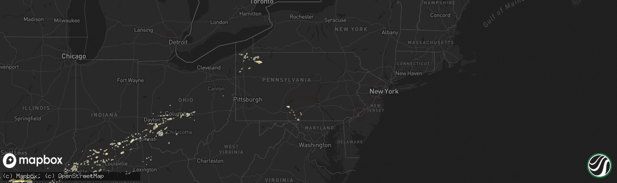 Hail map in Pennsylvania on July 1, 2014