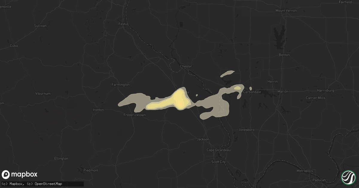 Hail map in Perryville, MO on July 1, 2014