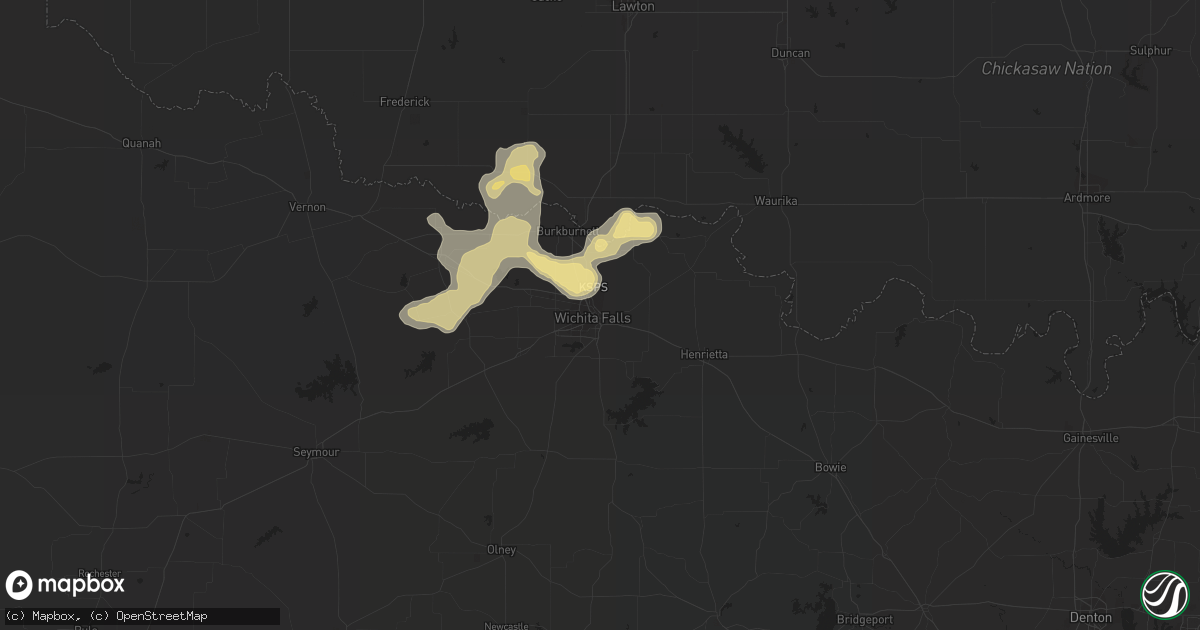 Hail map in Wichita Falls, TX on July 1, 2014