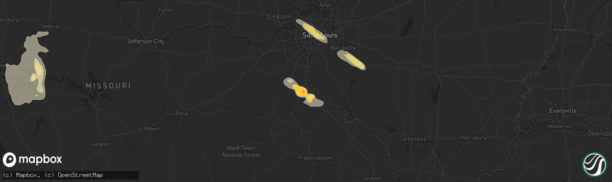 Hail map in Festus, MO on July 1, 2015