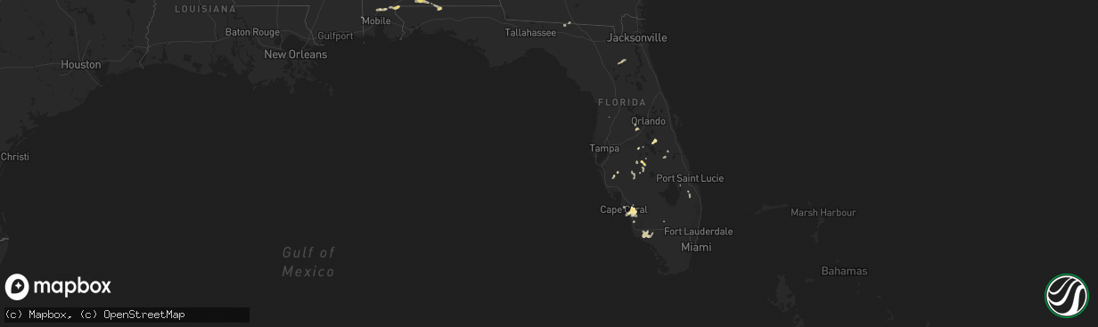 Hail map in Florida on July 1, 2015