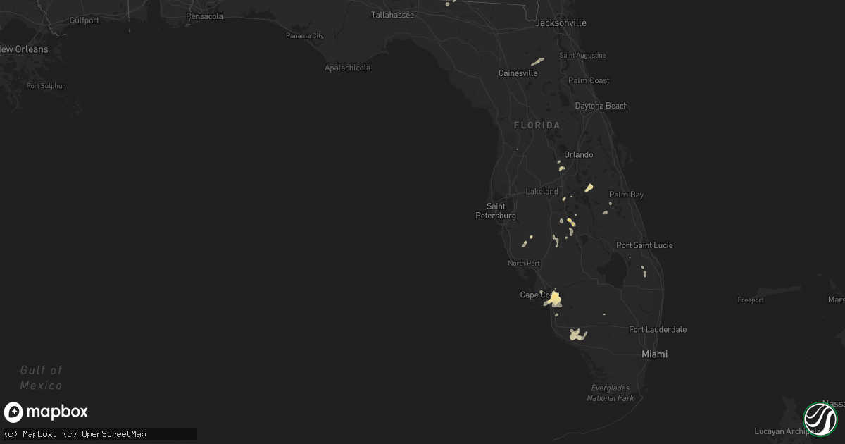 Hail map in Florida on July 1, 2015
