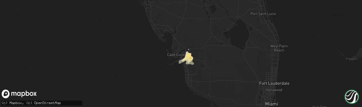 Hail map in Fort Myers, FL on July 1, 2015