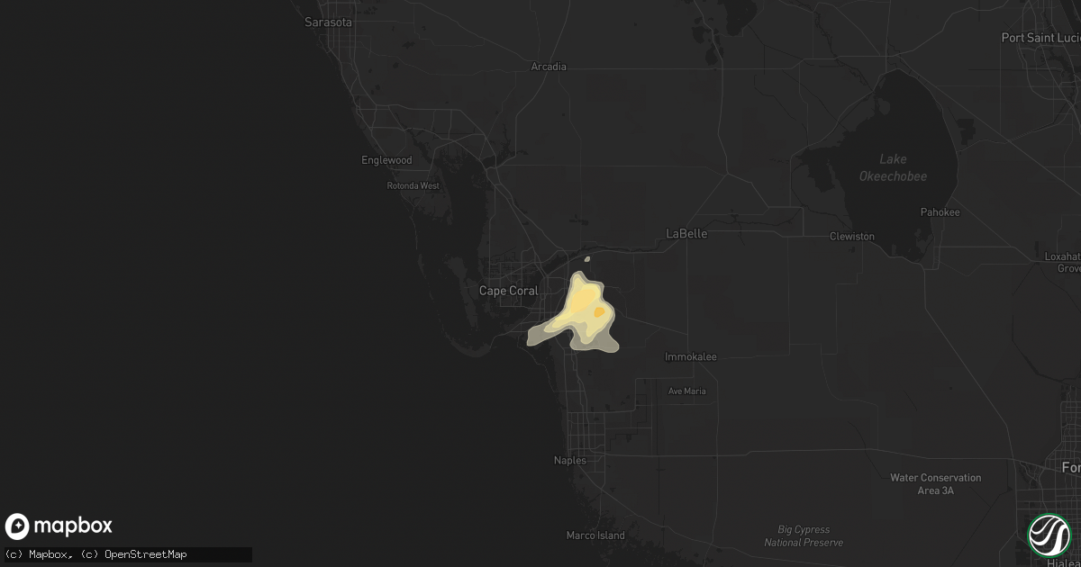 Hail map in Fort Myers, FL on July 1, 2015