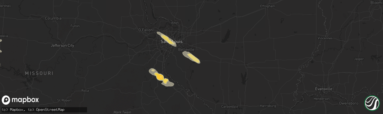 Hail map in Freeburg, IL on July 1, 2015