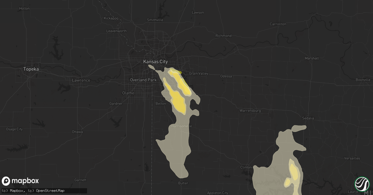 Hail map in Greenwood, MO on July 1, 2015