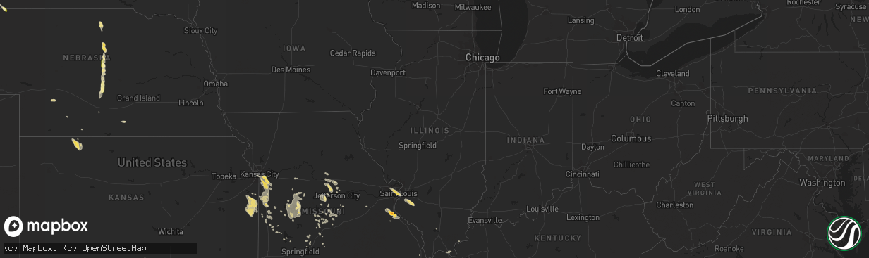 Hail map in Illinois on July 1, 2015