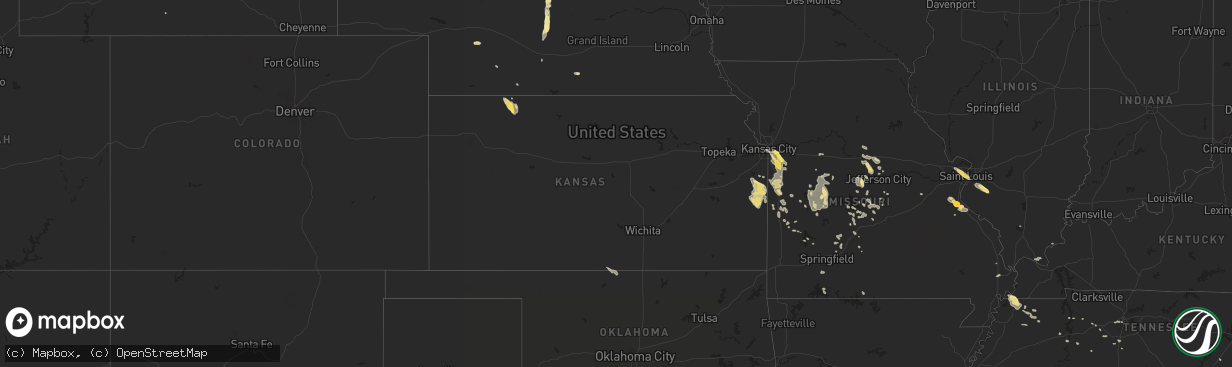 Hail map in Kansas on July 1, 2015