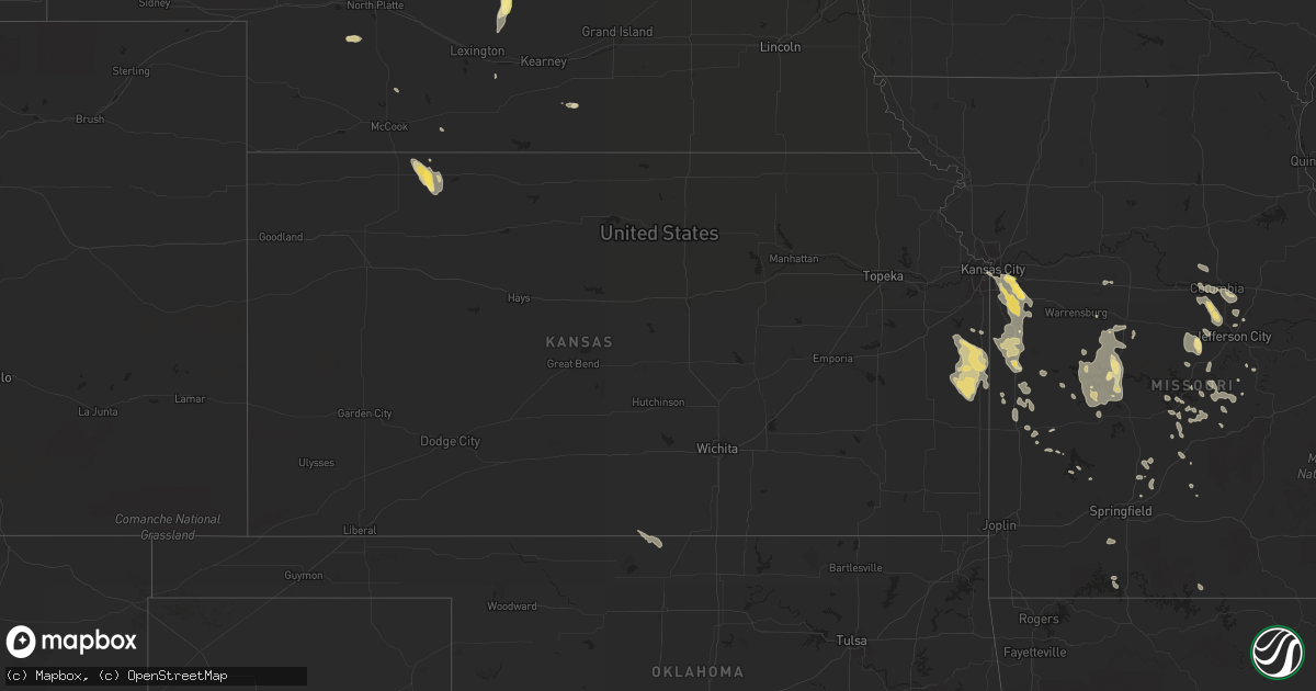 Hail map in Kansas on July 1, 2015