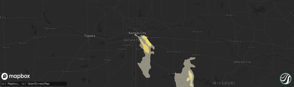 Hail map in Lees Summit, MO on July 1, 2015