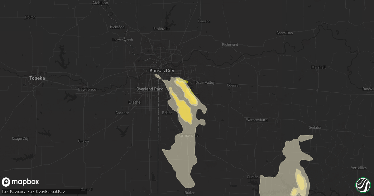 Hail map in Lees Summit, MO on July 1, 2015