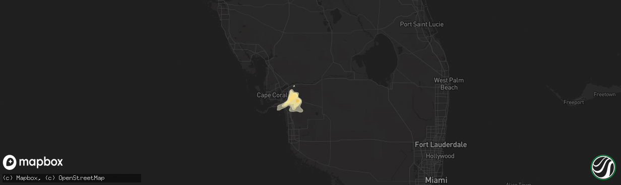 Hail map in Lehigh Acres, FL on July 1, 2015