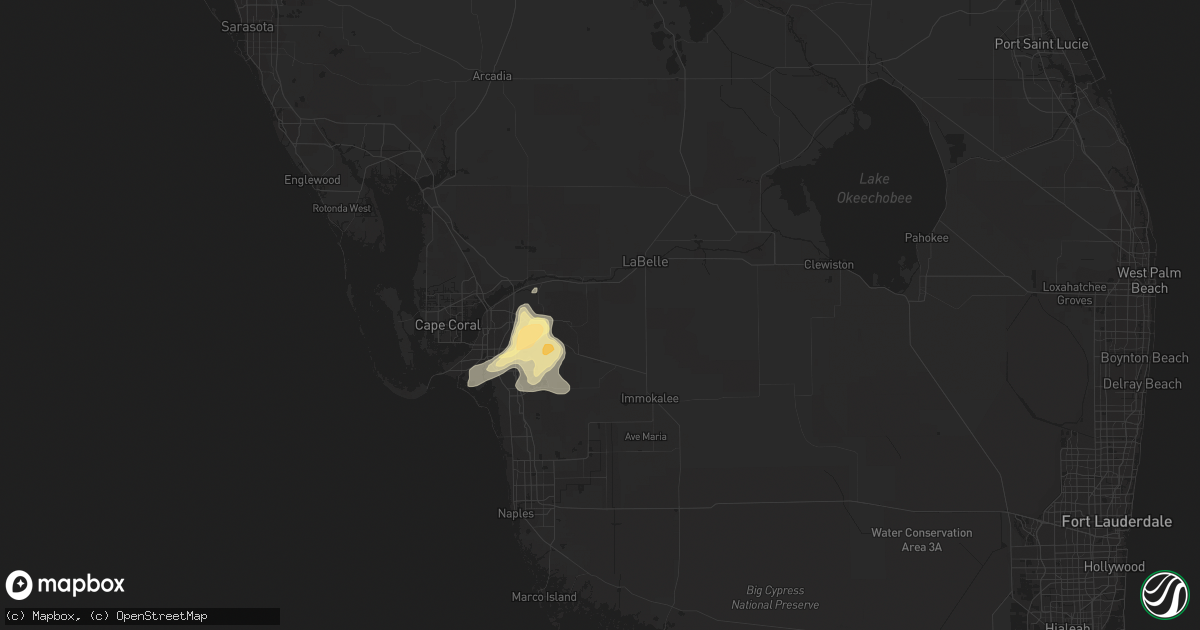 Hail map in Lehigh Acres, FL on July 1, 2015