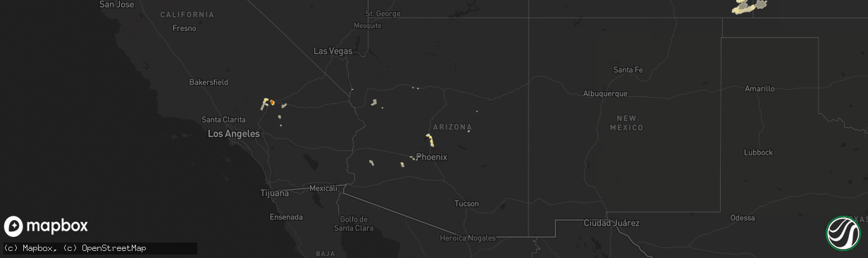 Hail map in Arizona on July 1, 2016
