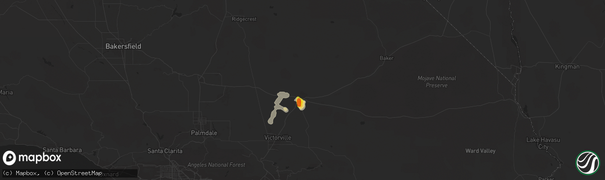 Hail map in Barstow, CA on July 1, 2016