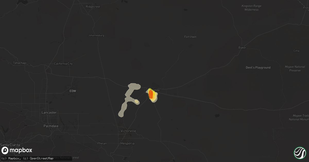 Hail map in Barstow, CA on July 1, 2016
