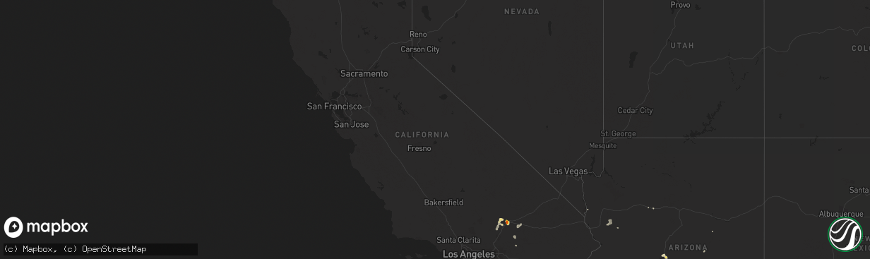 Hail map in California on July 1, 2016