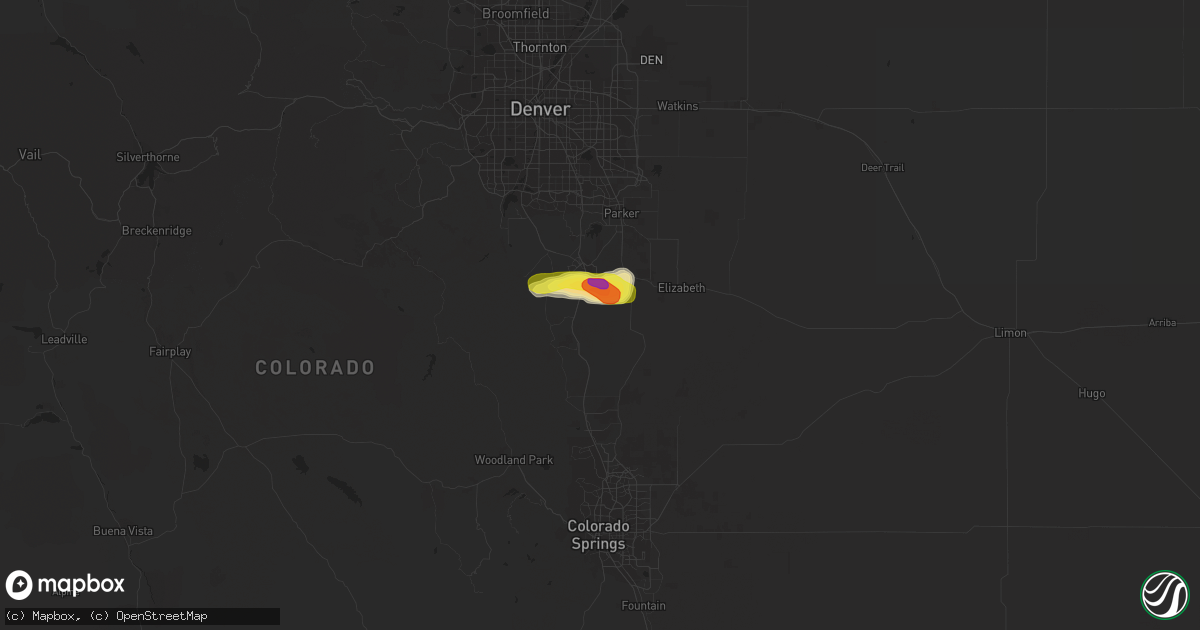 Hail map in Castle Rock, CO on July 1, 2016