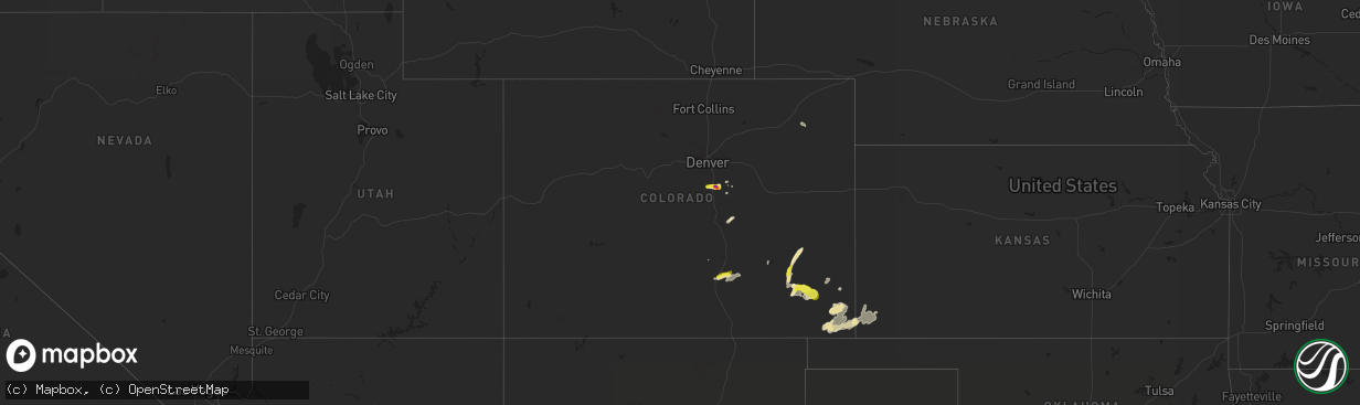 Hail map in Colorado on July 1, 2016