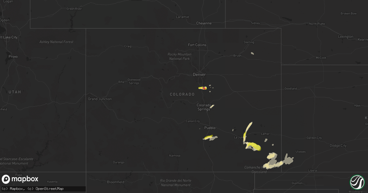 Hail map in Colorado on July 1, 2016