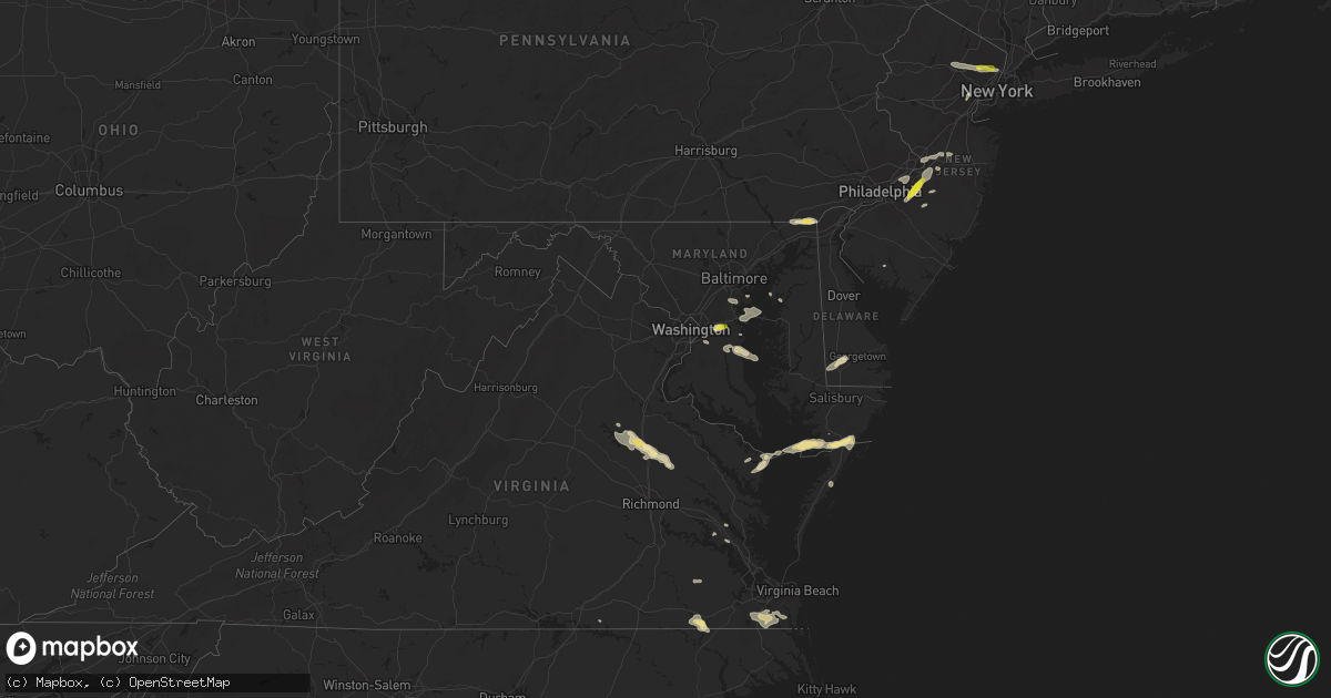 Hail map in Maryland on July 1, 2016