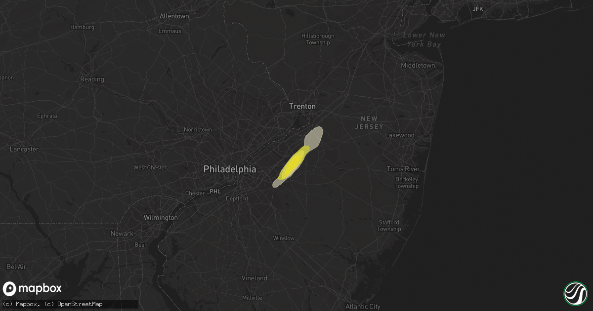 Hail map in Mount Holly, NJ on July 1, 2016