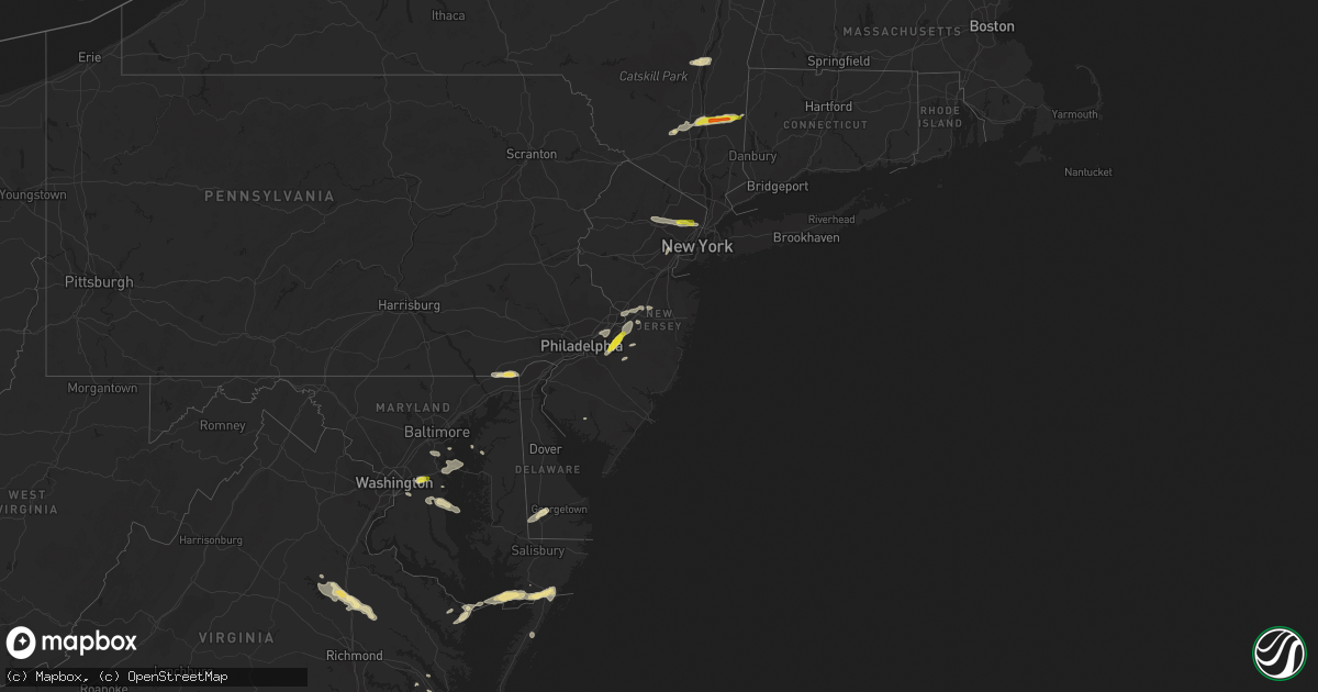 Hail map in New Jersey on July 1, 2016