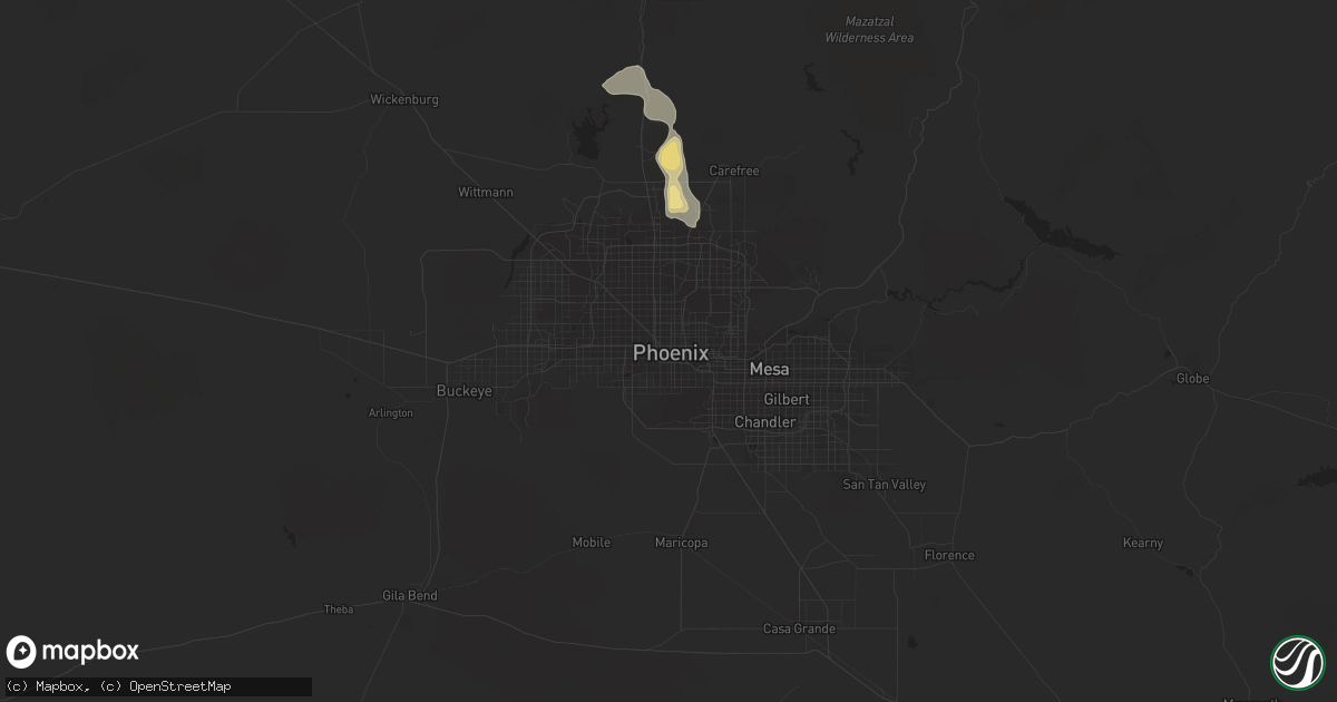 Hail map in Phoenix, AZ on July 1, 2016