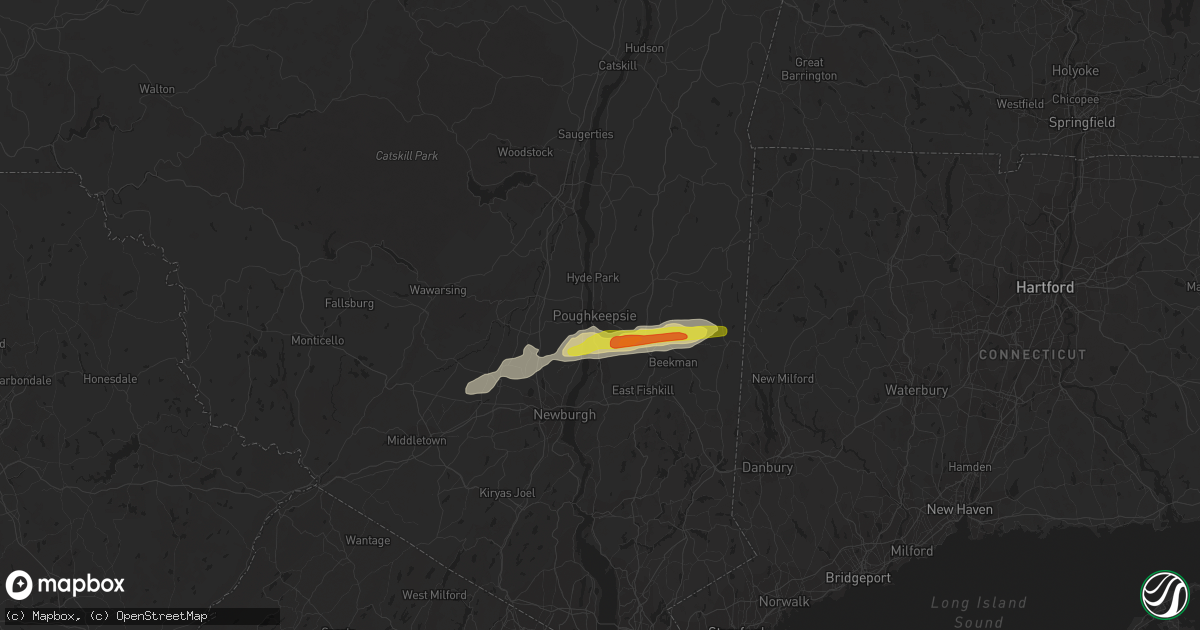 Hail map in Poughkeepsie, NY on July 1, 2016
