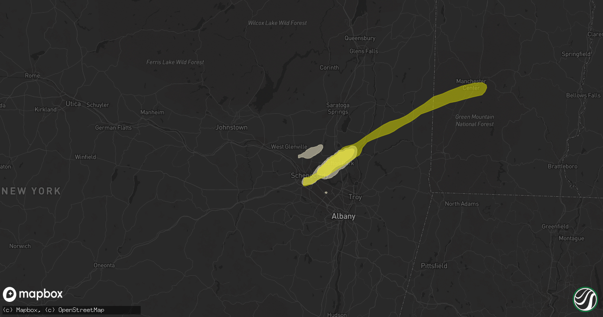 Hail map in Schenectady, NY on July 1, 2016