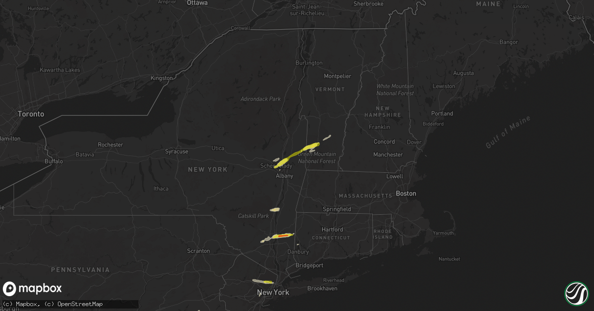 Hail map on July 1, 2016