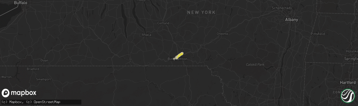 Hail map in Binghamton, NY on July 1, 2017