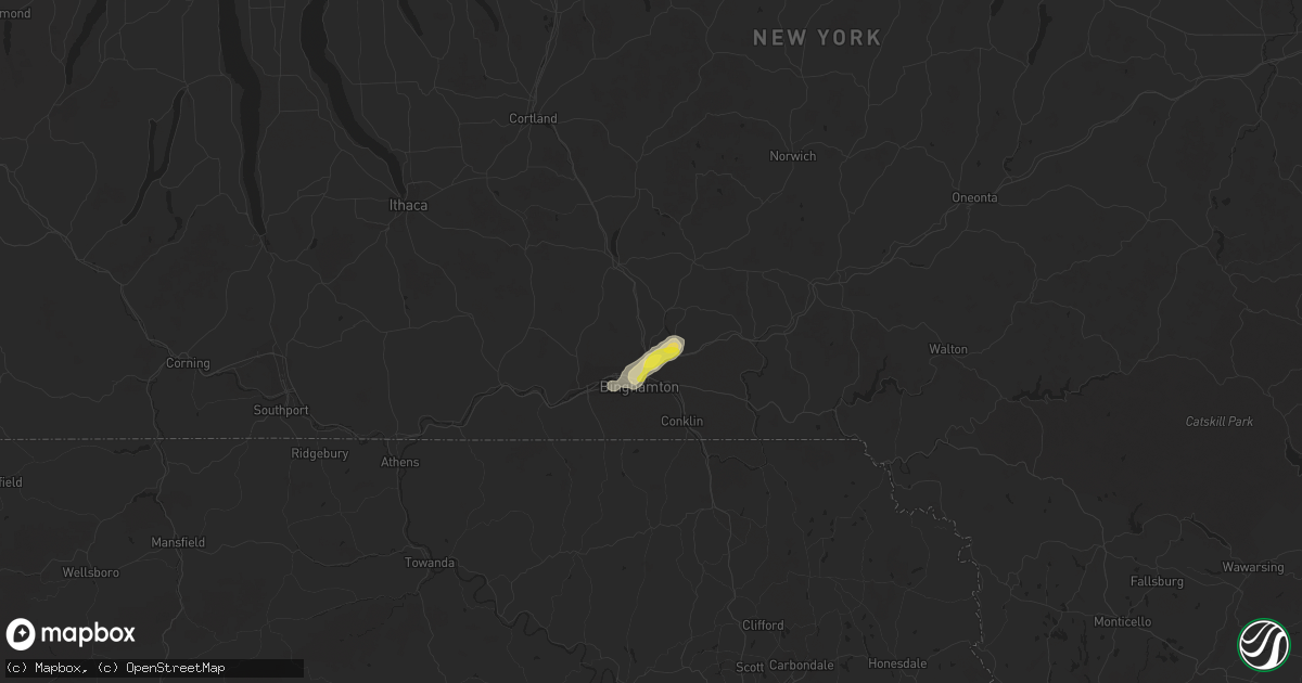 Hail map in Binghamton, NY on July 1, 2017