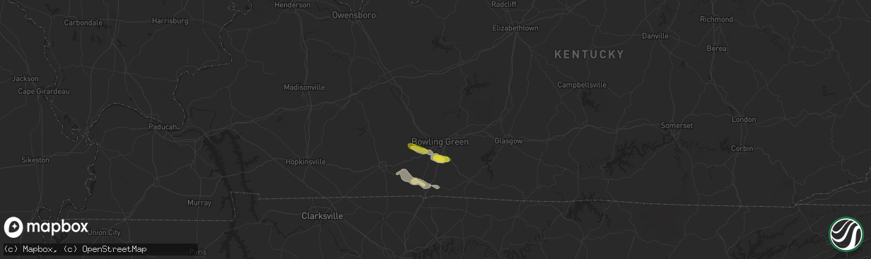 Hail map in Bowling Green, KY on July 1, 2017