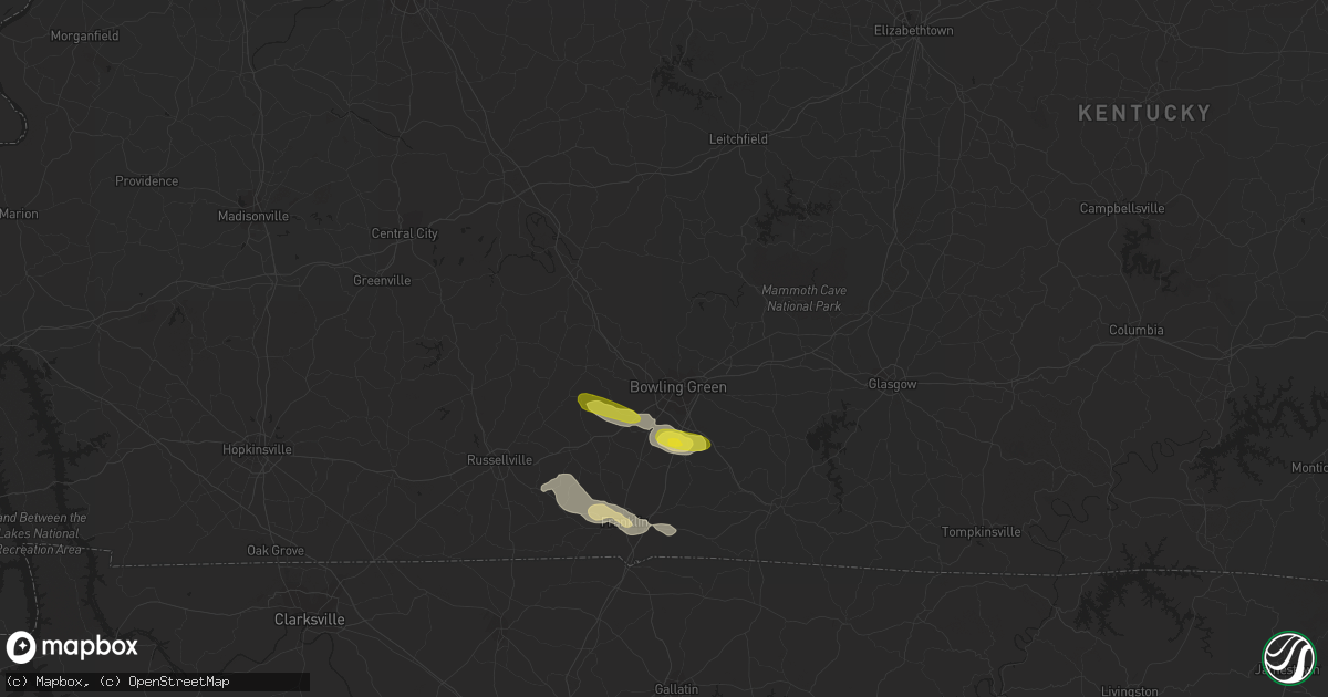 Hail map in Bowling Green, KY on July 1, 2017