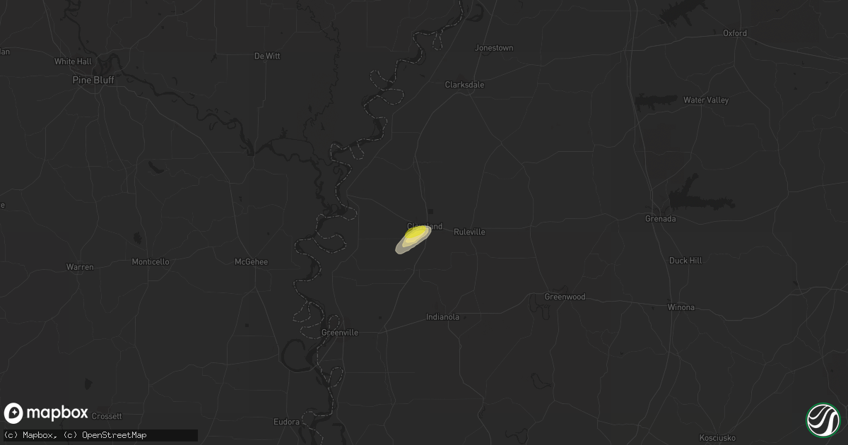 Hail map in Cleveland, MS on July 1, 2017
