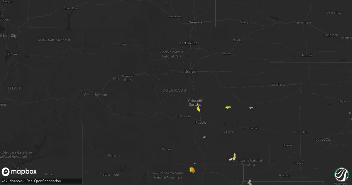 Hail map in Colorado on July 1, 2017