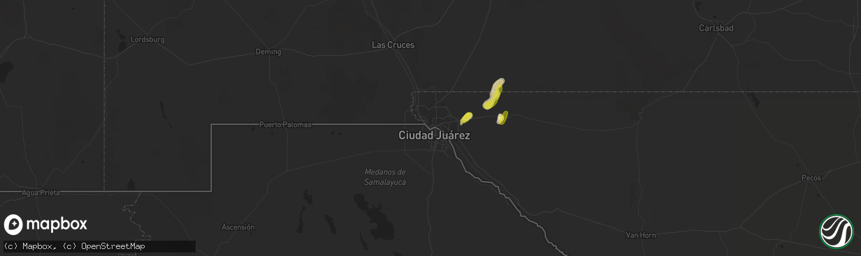 Hail map in El Paso, TX on July 1, 2017