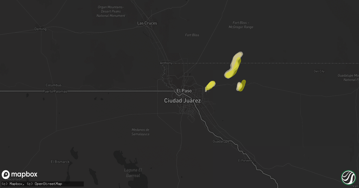 Hail map in El Paso, TX on July 1, 2017