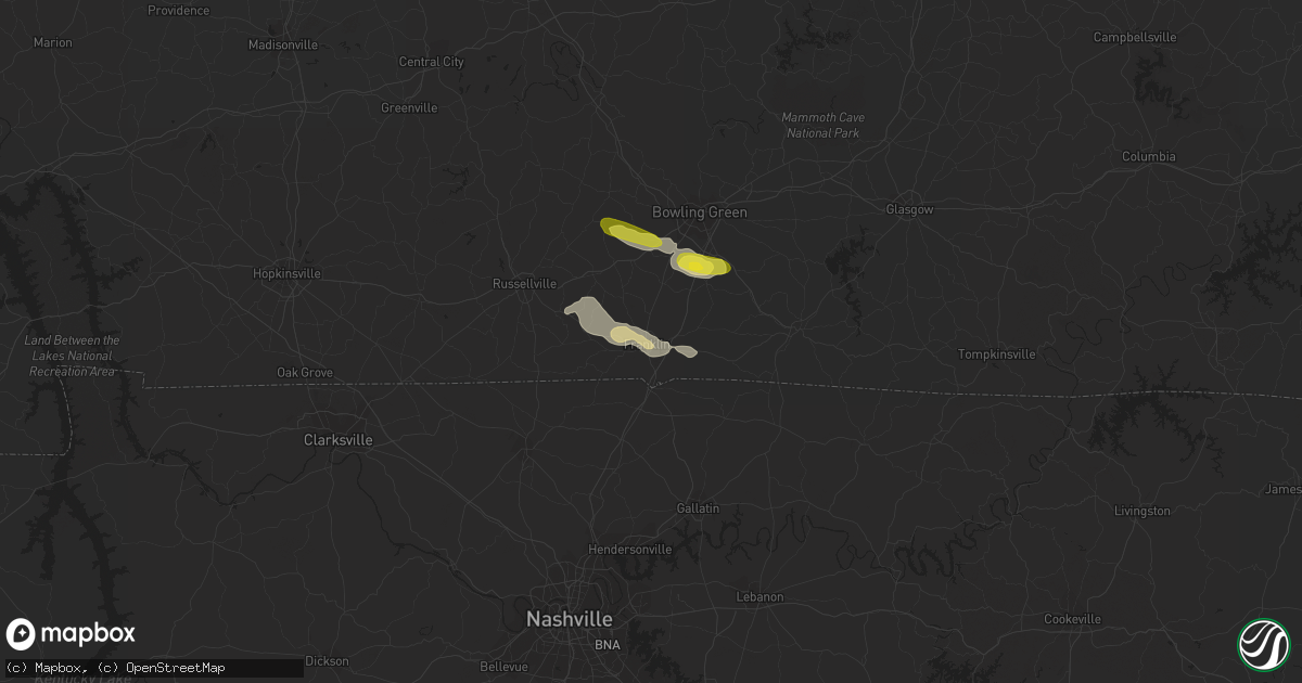 Hail map in Franklin, KY on July 1, 2017