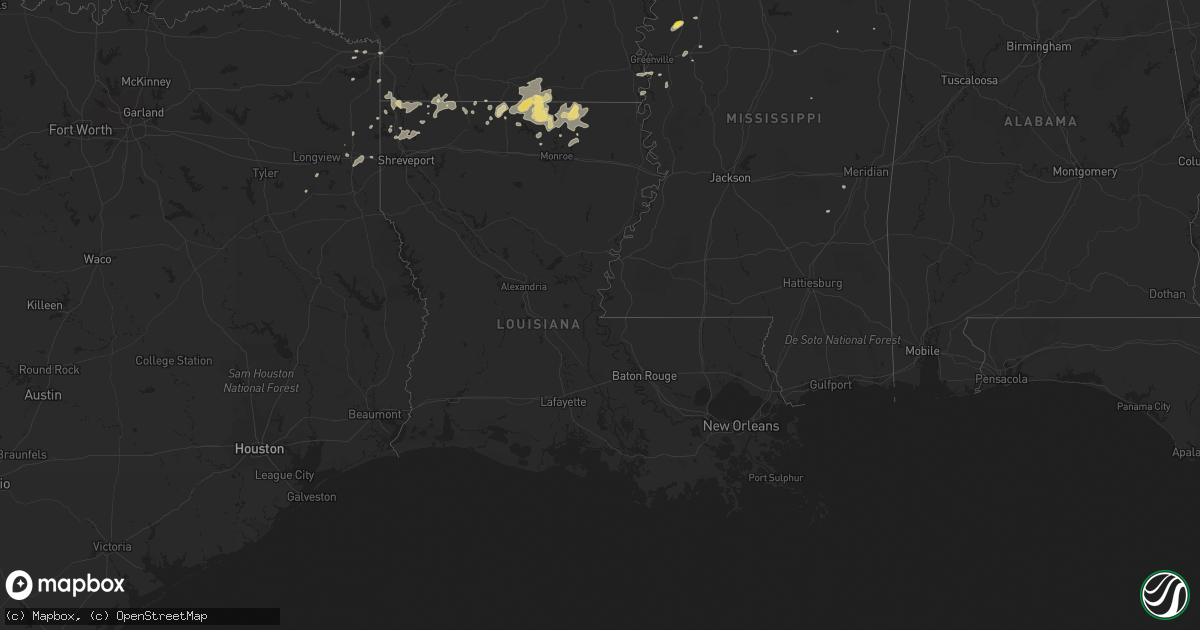 Hail map in Louisiana on July 1, 2017